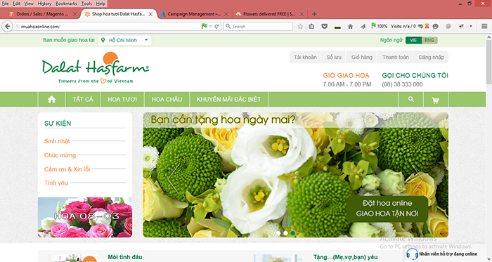 Dalat Hasfarm đổi tên miền web shop bán hoa trực tuyến